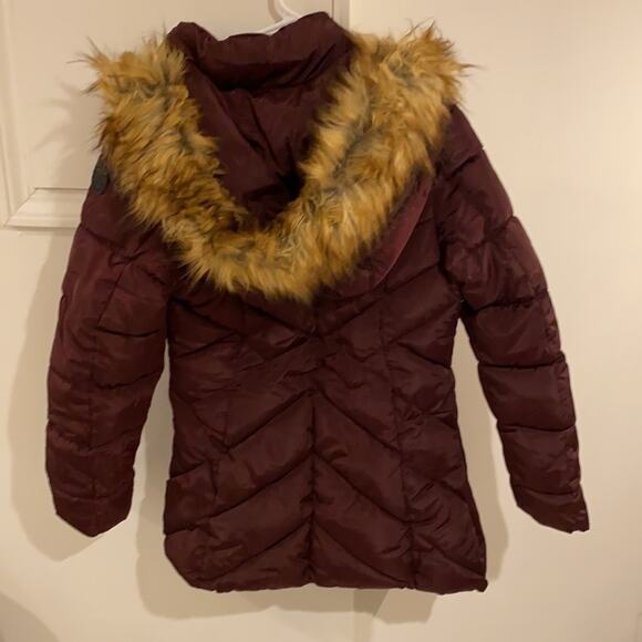 NWT Madden Girl Juniors Faux-Fur Trim Hooded Merlot M - Picture 4 of 15